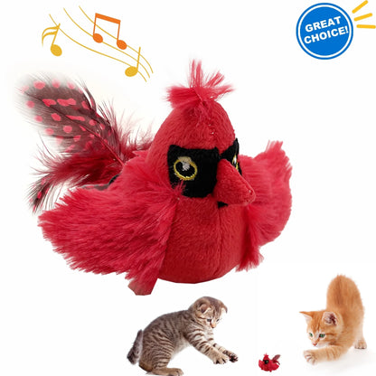 Interactive Electronic Cat Toy, Automatic Chirping Bird Toy Squeaky with Feather Tail, Melody Chaser Toy for Cats to Play Alone, Play and Squeak Kitten Toy for Boredom