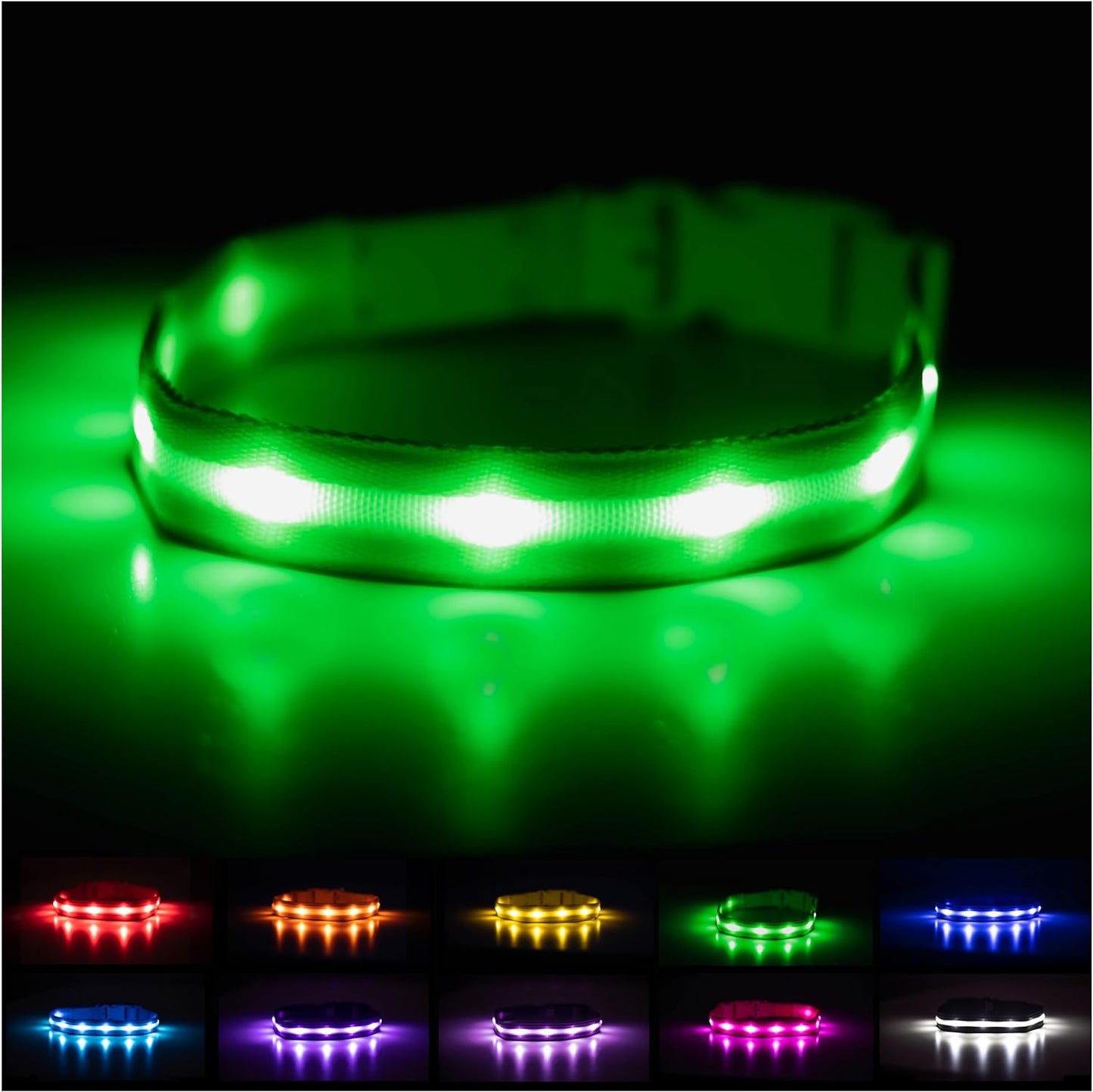 Light up Dog Collar - the Original LED Dog Collar - USB Rechargeable - Waterproof - 1,000 Feet of Visibility - Dog Collar Light for Small, Medium, Large Dogs - USA Brand