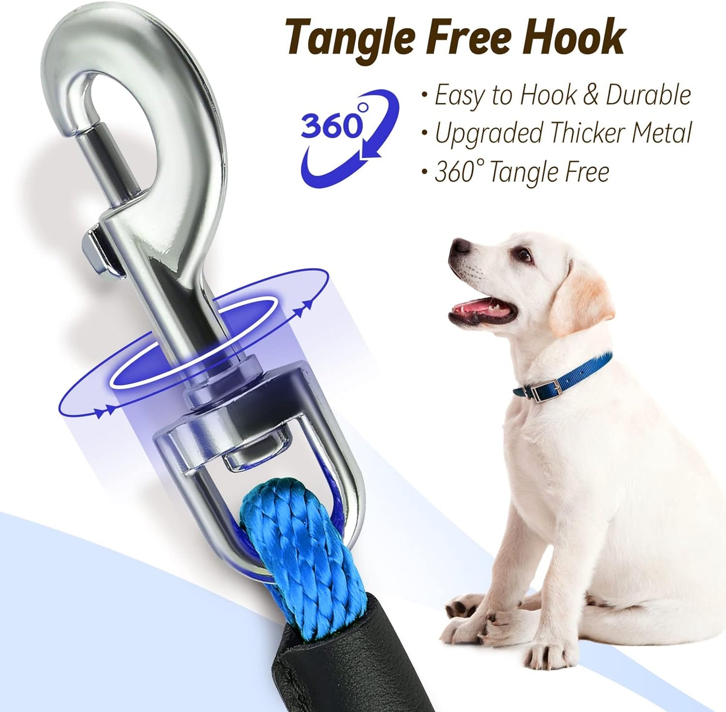 Check Cord Dog Leash Long Lead Training Tracking Line Comfortable Handle Heavy Duty Puppy Rope 10Ft 15Ft 30Ft 50Ft for Small Medium Large Dog Blue