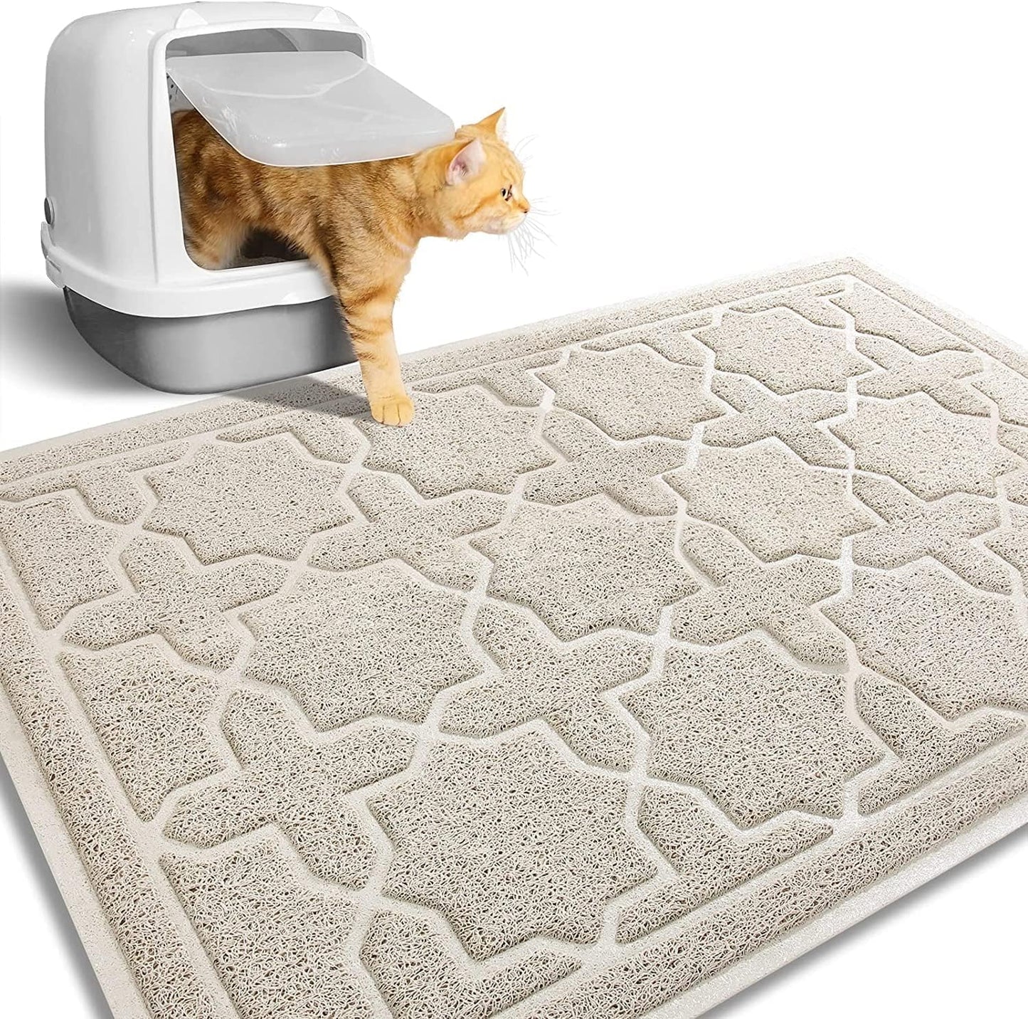 Cat Litter Mat, 35.4"X23.6" Litter Box Mat with Litter Lock Mesh, Soft Cat Litter Mat Litter Trapping Mat, Easy to Clean, Non-Slip, Water Resistant, Litter Free Floors, Dark Grey