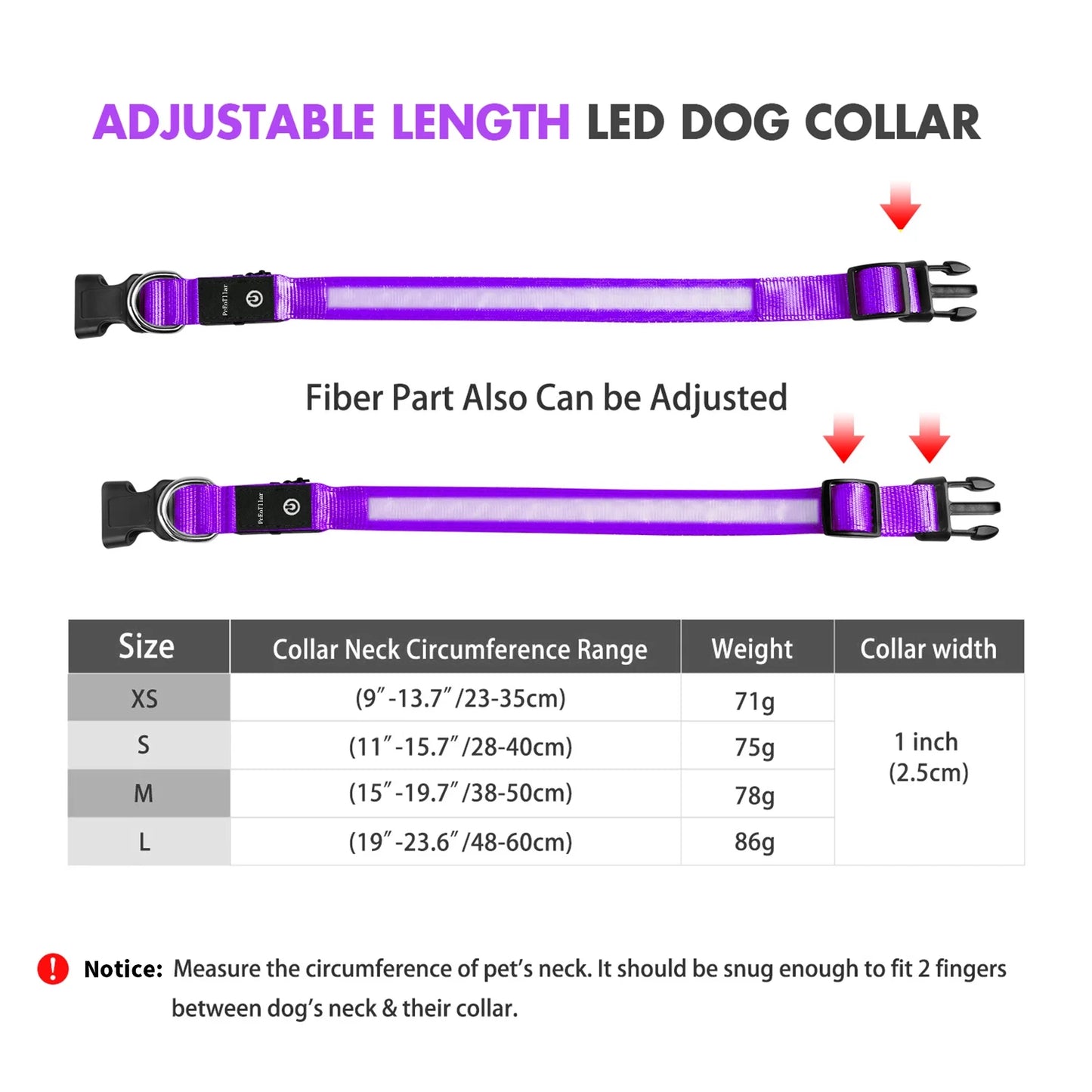 Light up LED Dog Collar, Waterproof Rechargeable for Night Walking RGB Colorful Adjustable Safety Dog Collar for Small Dogs (Purple)
