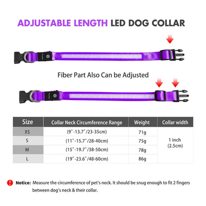 Light up LED Dog Collar, Waterproof Rechargeable for Night Walking RGB Colorful Adjustable Safety Dog Collar for Small Dogs (Purple)