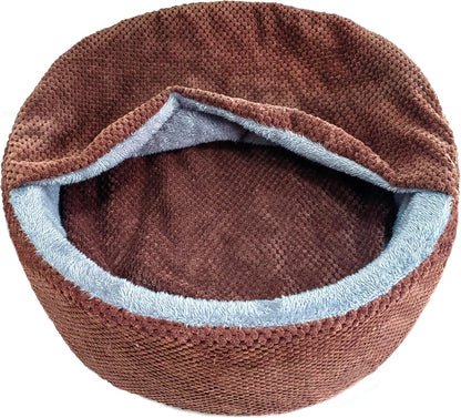 Washable Cat Bed - round Soft, Cozy & Warming for Indoor Cats. Calming Kitten Pet Bed. Small Pet Covered Cat Cave Beds (Gray,12.59 X 12.59 X 5.91 In)