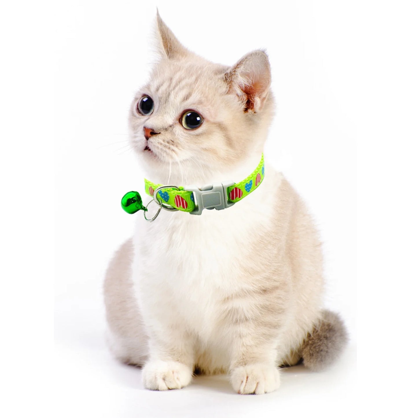 3 Pcs Nylon Cat Collar with Bell Adjustable Kitten Puppy Collars for Newborn Pet,Green
