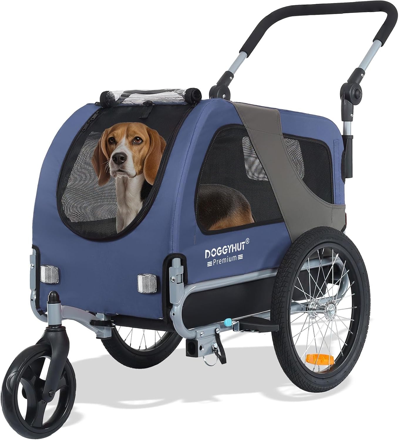 ® Premium M Pet Bike Trailer & Stroller 2-In-1,For Dogs up to 50 Lbs,Parking Brakes,Easy Folding Cart Frame, Universal Bicycle Coupler,E-Bike Friendly