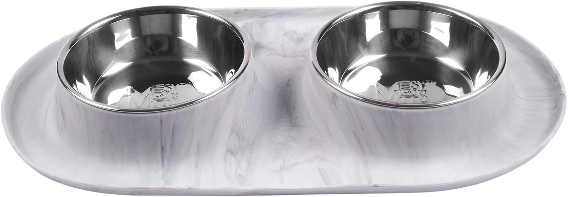 Double Silicone Feeder with Stainless Bowls | Non-Skid Food Dishes for Dogs for All Pets | Dog Food Bowls | Large, 3 Cups per Bowl | Blue