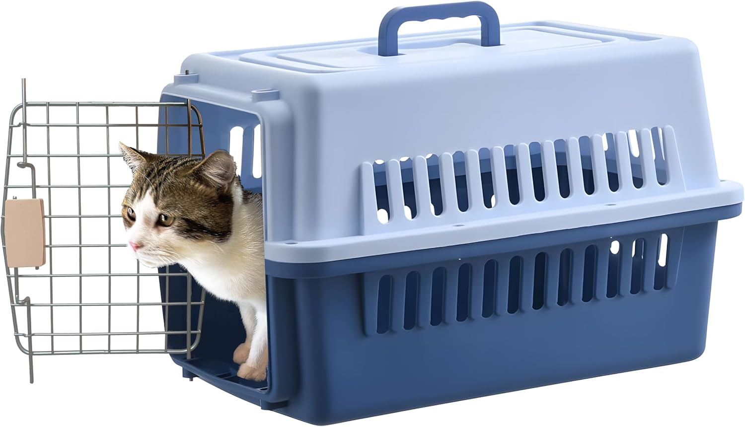 -Pets Spree Travel Pet Carrier Dog/Cat Hard-Sided Carriers for Pets up to 14 Pounds Small Animal Carrier Airline/Road Travel Approved Stout (Blue)