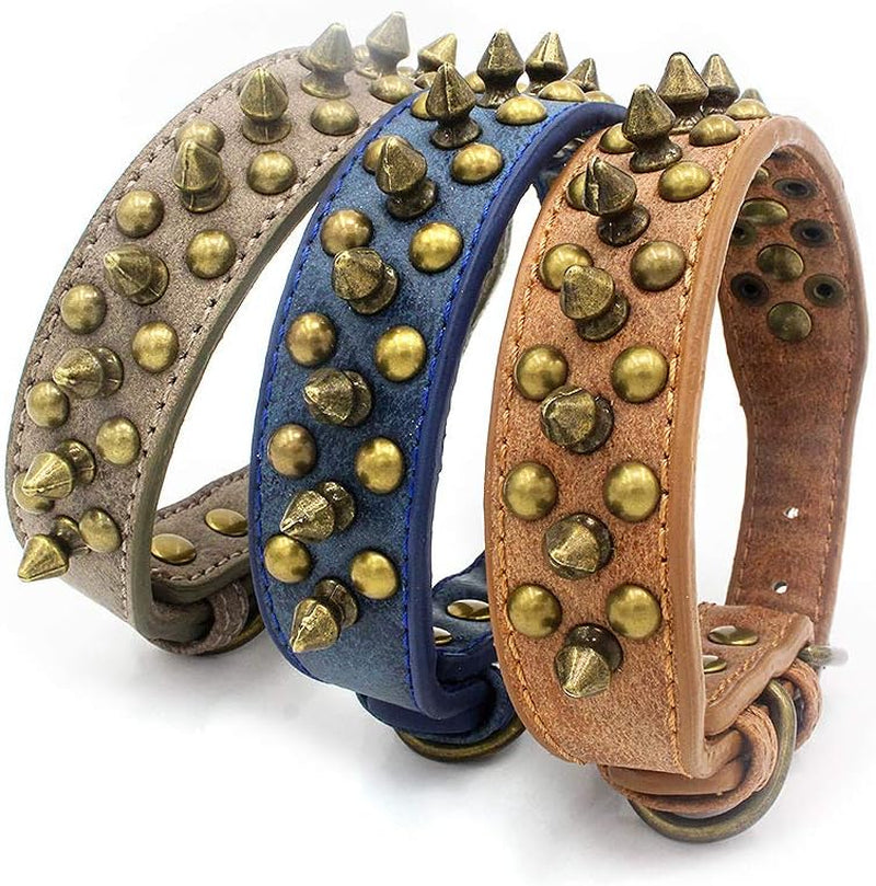 Mushrooms Spiked Rivet Studded Adjustable Pu Leather Pet Collars for Cats Puppy Dogs