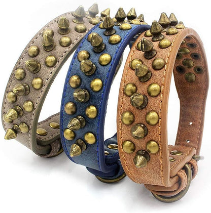 Mushrooms Spiked Rivet Studded Adjustable Pu Leather Pet Collars for Cats Puppy Dogs