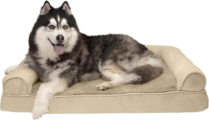 Memory Foam Dog Bed for Large Dogs W/ Removable Bolsters & Washable Cover, for Dogs up to 125 Lbs - Plush & Southwest Kilim Woven Decor Sofa - Desert Brown, Jumbo Plus/Xxl