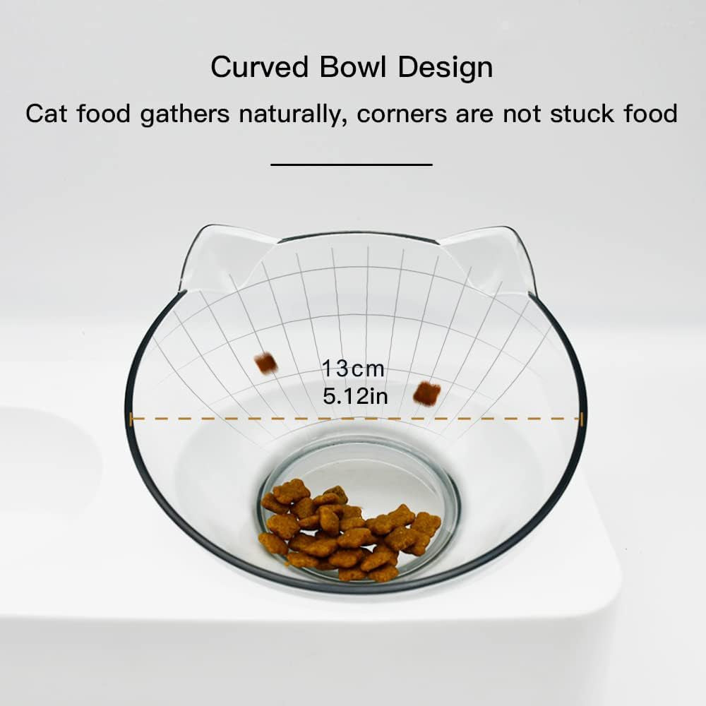 Double Elevated Dog Cat Bowl, Pets Water and Food Bowl Set, 15° Raised Tilted Dishes Indoor for Kitten, Puppies, Small or Medium Size Dogs Cats