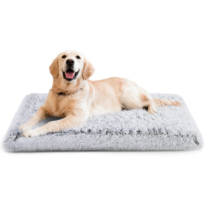 Dog Bed for Large Dogs, Washable Egg Crate Memory Foam Orthopedic Cozy Soft Long Plush Calming Pet Bed for Large Medium Size Dogs Crate, 36"X28", Gray