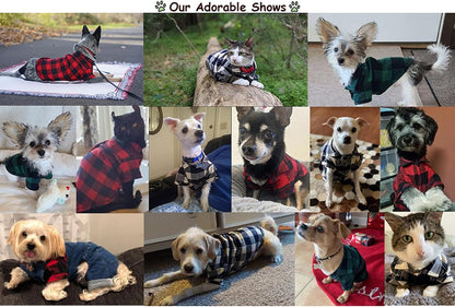 Dog Shirt Plaid Puppy Clothes for Small Medium Large Dogs Cats Boy Girl Kitten Soft Pet T-Shirt Breathable Tee Outfit Adorable Grid Apparel Halloween Thanksgiving [Red#1; S]