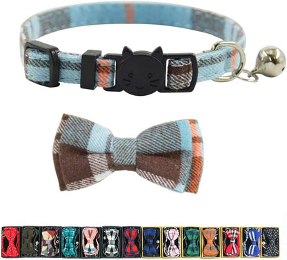 Cat Collar Bowtie with Bell, Quick Release Buckle Safety and Durable Kitties Kittens Cats Breakaway Collar(6.8-10.8In) (Camouflage 2)