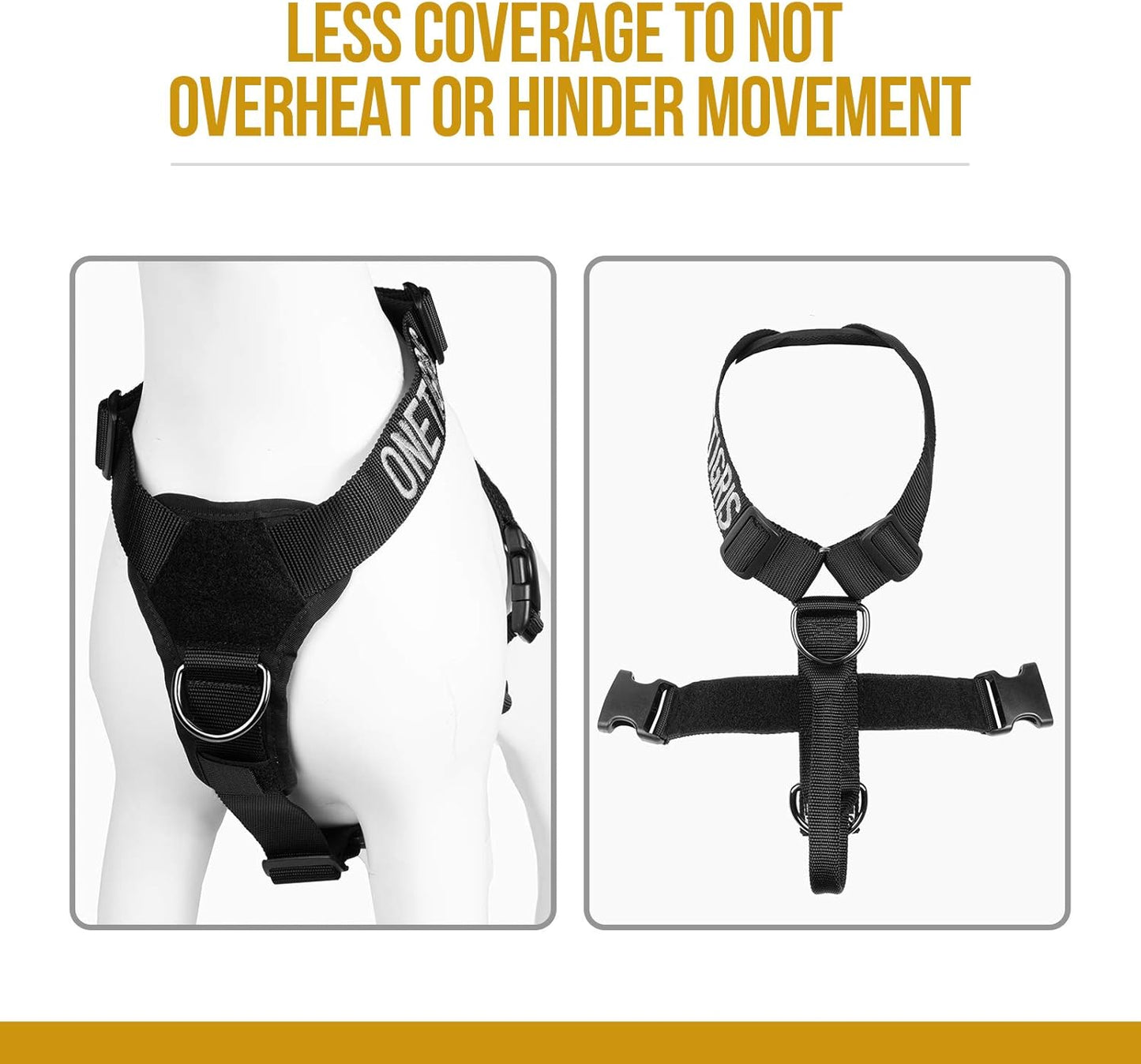 Lightweight No Pull Dog Harness - Perfect for Walking & Hiking All-Day Wear with Small, Medium & Large Dogs (Black, M)