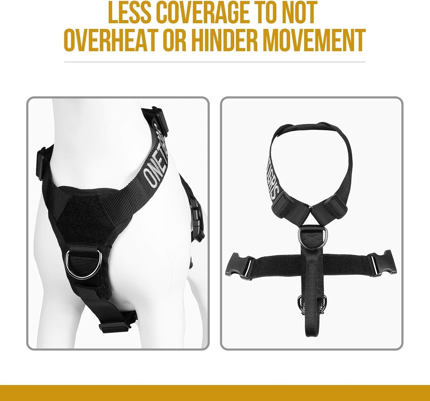 Lightweight No Pull Dog Harness - Perfect for Walking & Hiking All-Day Wear with Small, Medium & Large Dogs (Black, M)