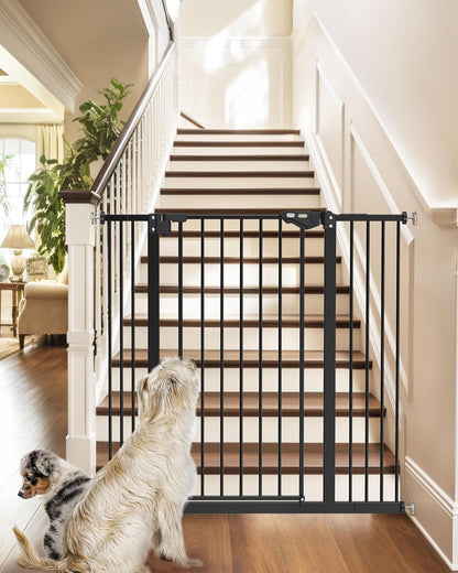 29-39.6" Baby Gate for Stairs, Auto Close Both Sides Dog Gate with One-Hand Opening, 30" Tall Safety Gates for Pets, Hallways, Bedrooms, Wall Pressure Mount No Drill, White