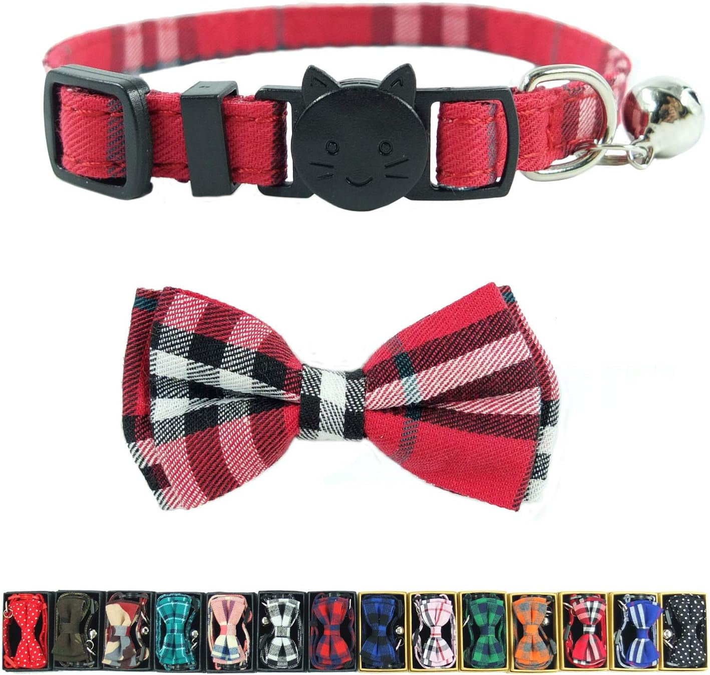 Cat Collar Bowtie with Bell, Quick Release Buckle Safety and Durable Kitties Kittens Cats Breakaway Collar(6.8-10.8In) (Camouflage 2)