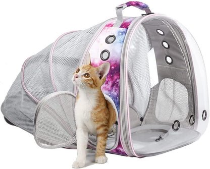 Cat Travel Backpack with Fan, Fit up to 12 Lbs, Space Capsule Astronaut Clear Bubble Window Pet Backpack for Kitten and Small Puppy Green