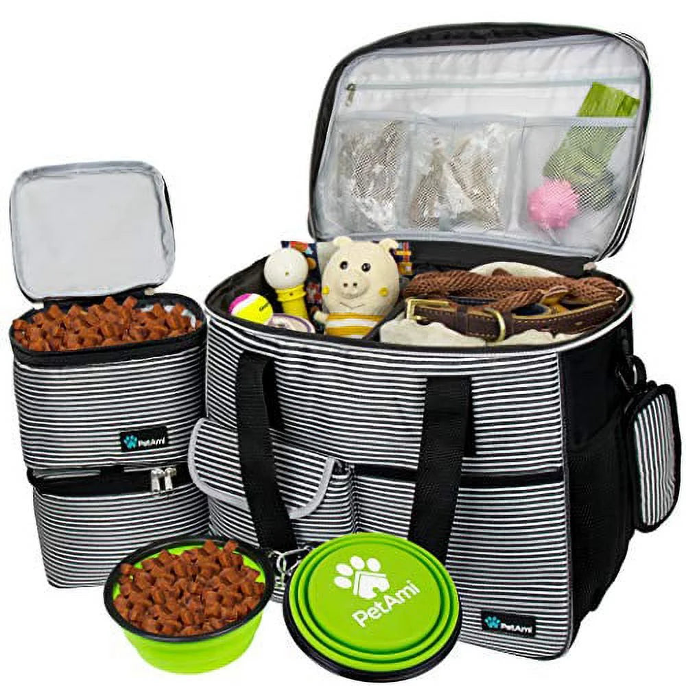 Medium Dog Travel Bag with Food Containers and Bowls, Yellow, 22 L Limit
