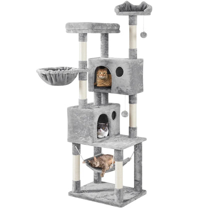 73"H Multi-Level Cat Tree Tower with Condos and Perches, Dark Gray