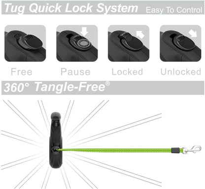 Tiny 360° Tangle-Free Reflective Retractable Dog Leash | Cat Leash | 10 Ft Strong Nylon Tape (Tiny)