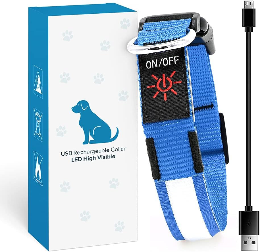 Light up Dog Collars - Rechargeable LED Dog Collar, Adjustable Dog Glow Collar, Reflective Pet Collar, Flashing Dog Lights for Night Walking (Neon Green, Large)
