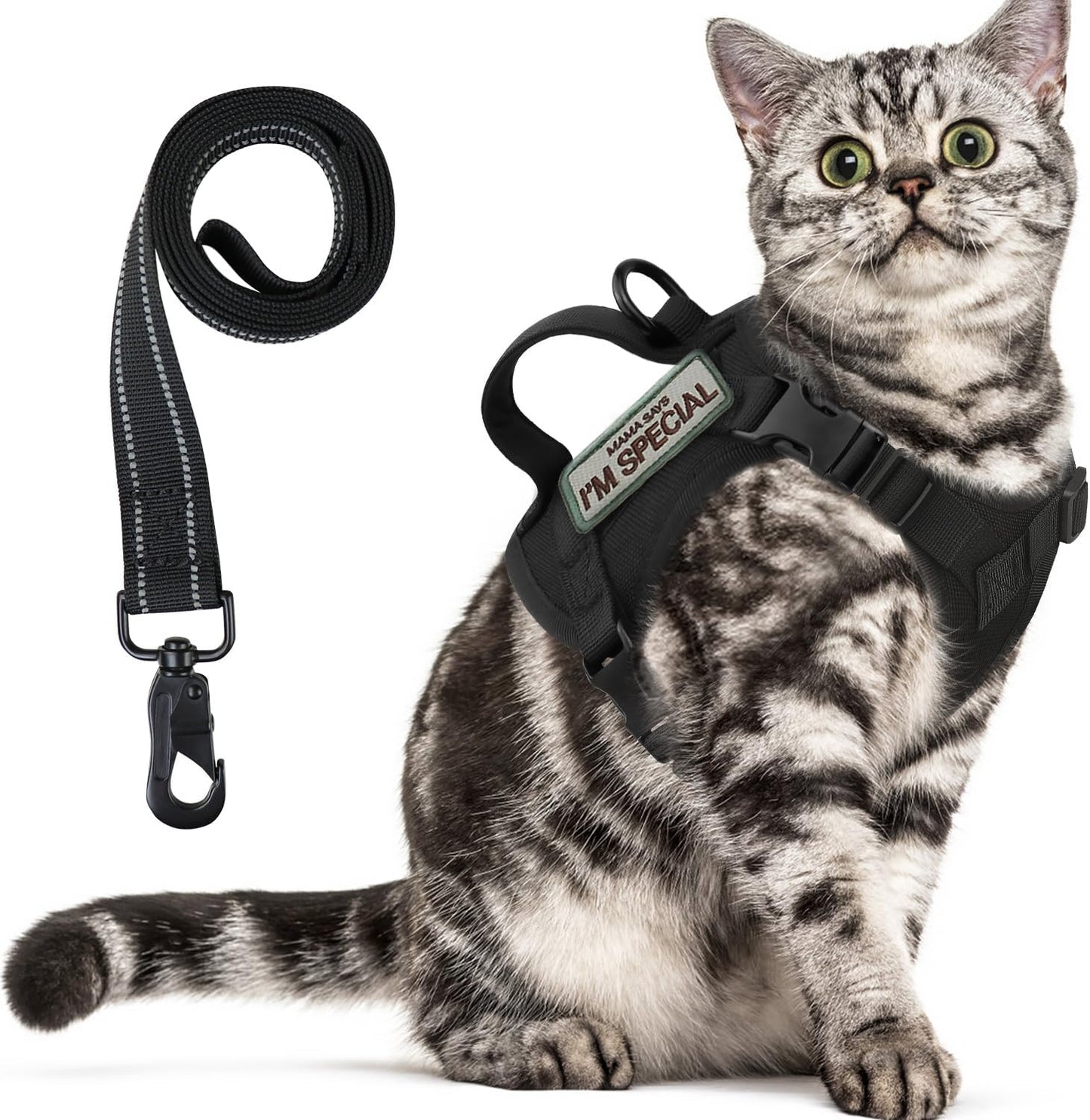 Tactical Cat Vest Adjustable Kitten Harness No Pull Puppy Vest for Walking Outdoor Training with Soft Easy Control Handle Xs XXS