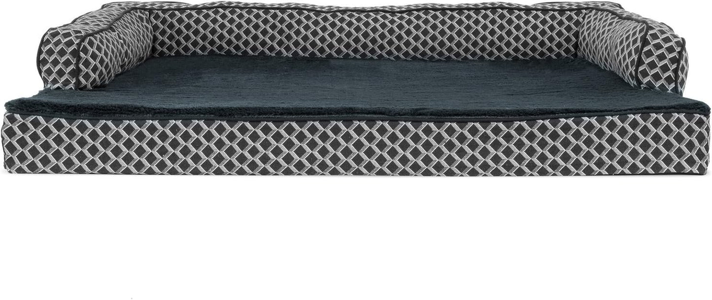 Memory Foam Dog Bed for Large Dogs W/ Removable Bolsters & Washable Cover, for Dogs up to 95 Lbs - Plush & Woven Decor Comfy Couch Sofa - Diamond Gray, Jumbo/Xl