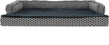 Memory Foam Dog Bed for Large Dogs W/ Removable Bolsters & Washable Cover, for Dogs up to 95 Lbs - Plush & Woven Decor Comfy Couch Sofa - Diamond Gray, Jumbo/Xl