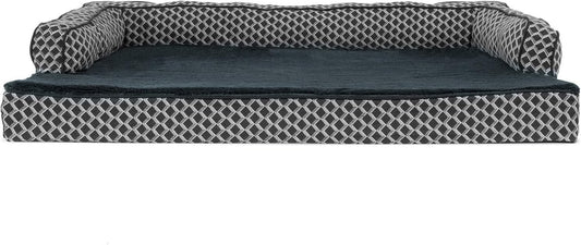 Memory Foam Dog Bed for Large Dogs W/ Removable Bolsters & Washable Cover, for Dogs up to 95 Lbs - Plush & Woven Decor Comfy Couch Sofa - Diamond Gray, Jumbo/Xl