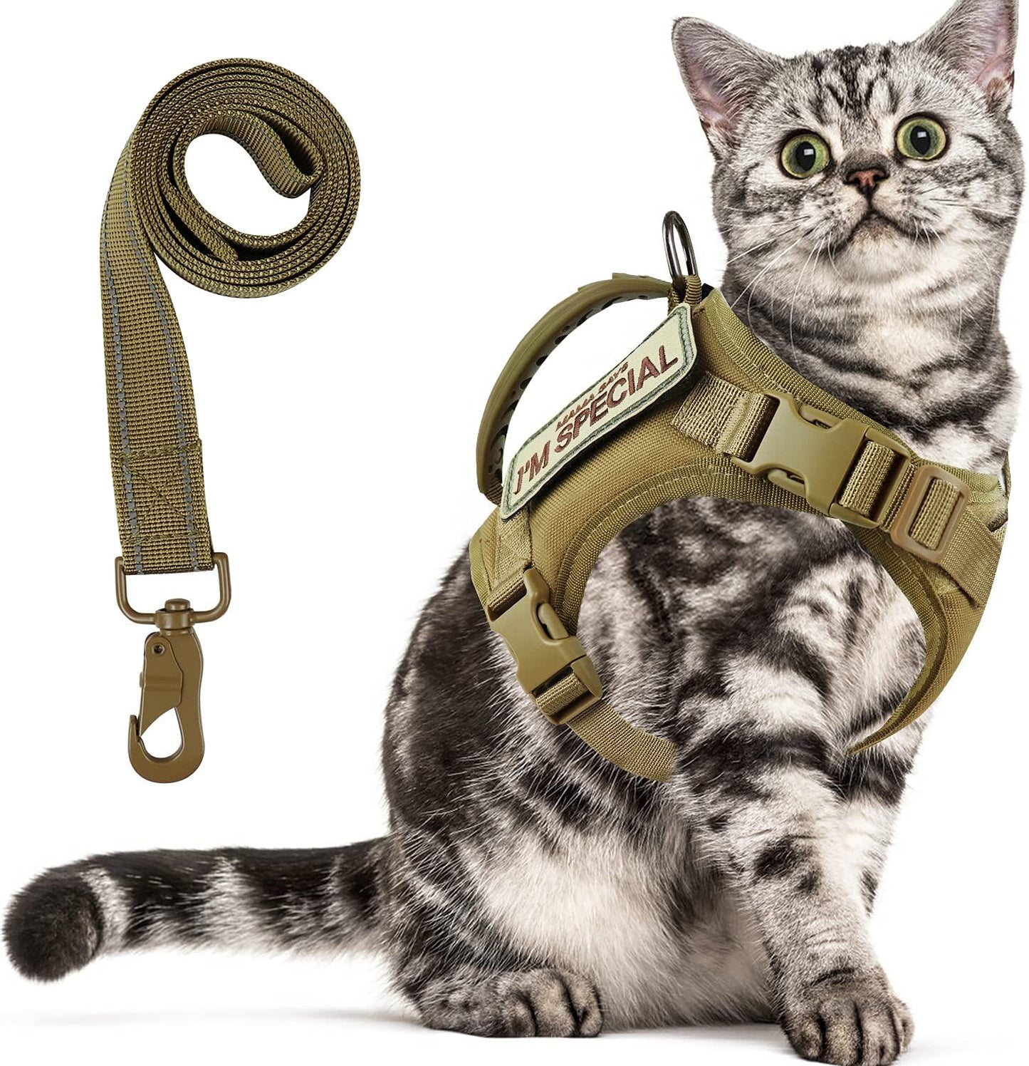 Tactical Cat Vest Adjustable Kitten Harness No Pull Puppy Vest for Walking Outdoor Training with Soft Easy Control Handle Xs XXS