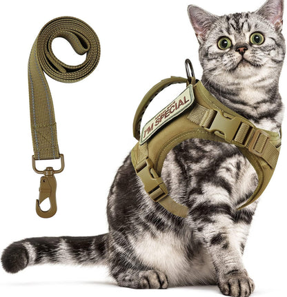 Tactical Cat Vest Adjustable Kitten Harness No Pull Puppy Vest for Walking Outdoor Training with Soft Easy Control Handle Xs XXS