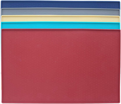 Cat Feeding Mat, Silicone Pet Food Mat, Food Grade Waterproof Anti-Messy Raised-Edges Mat for Puppy Kitty Dog Cat, S(19X12Inch), Burgundy