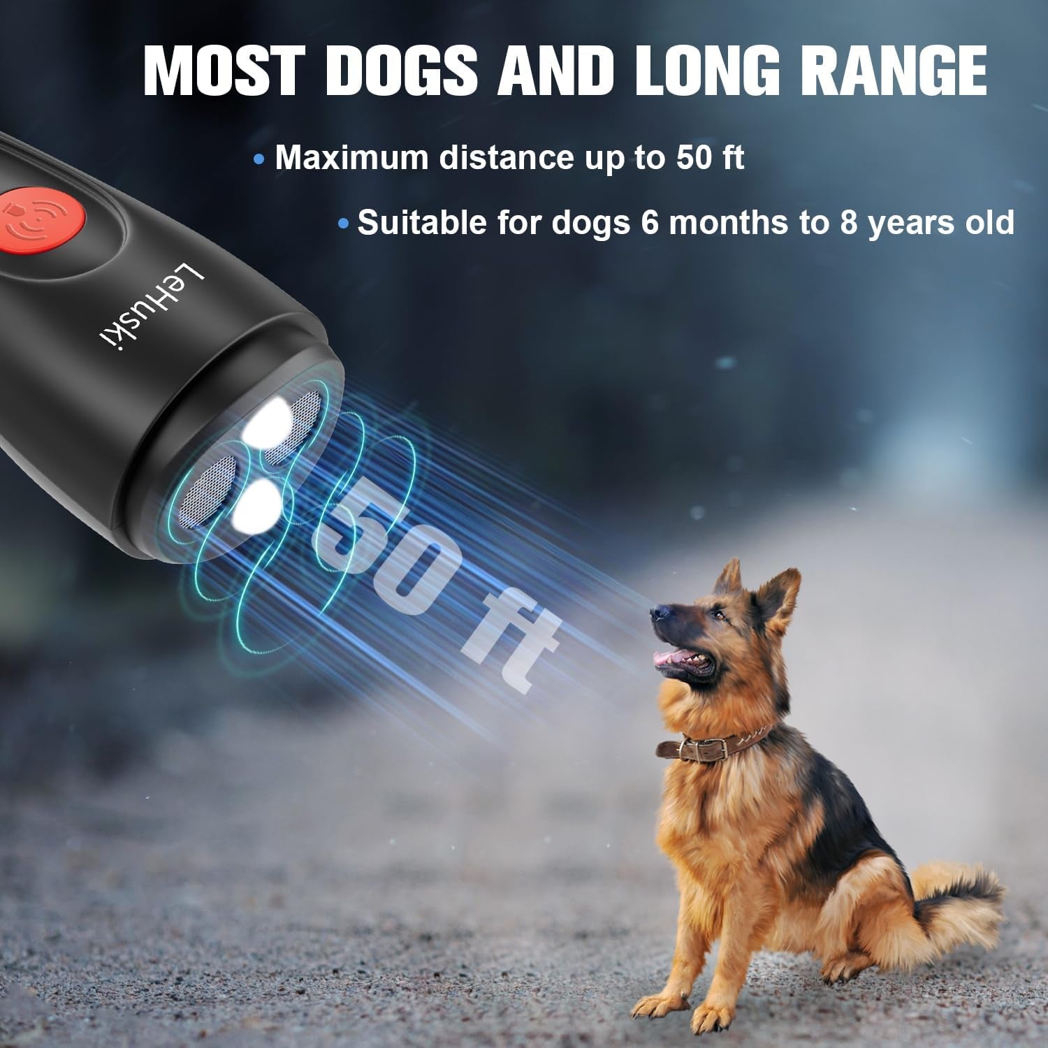 Anti Barking Device Rechargeable Ultrasonic Dog Bark Deterrent Stops Bad Behavior up to 50 Ft Effective Control Range Safe Humane for Indoor Outdoor Use Black