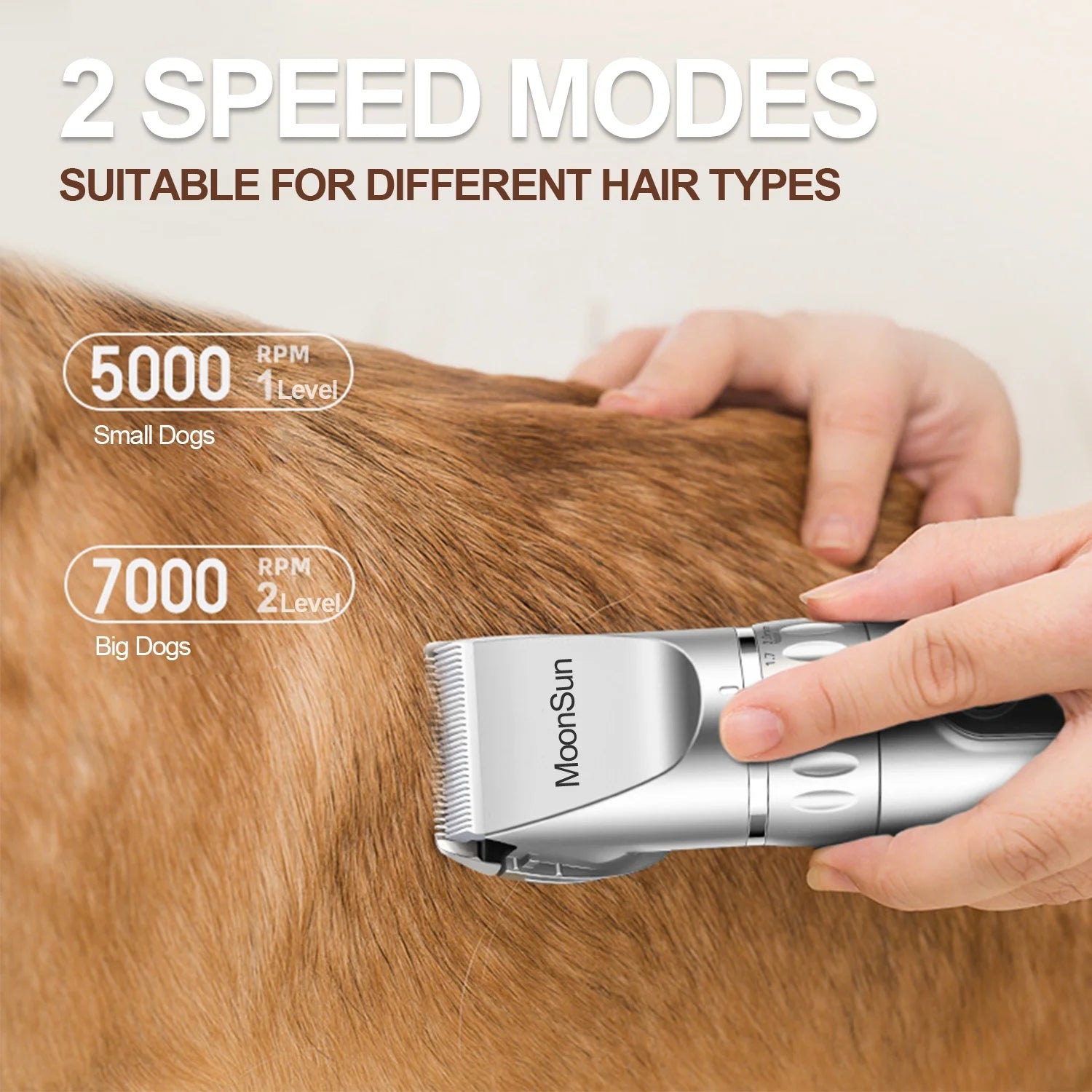 5-Speed Adjustable Rechargeable Dog & Cat Grooming Clippers Kit with 1 X Silver Dog Clipper