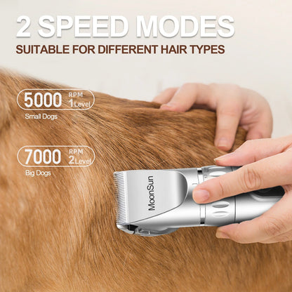 5-Speed Adjustable Rechargeable Dog & Cat Grooming Clippers Kit with 1 X Silver Dog Clipper