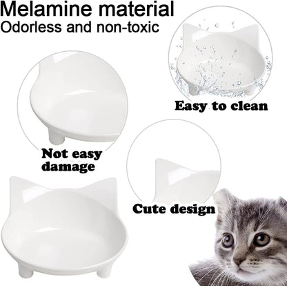 Non-Slip Cat Food Dish - Shallow Bowls for Stress Relief & Preventing Vomiting - Wide for Cats & Small Animals