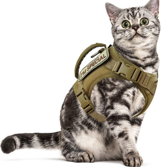 Tactical Cat Vest Adjustable Kitten Harness No Pull Puppy Vest for Walking Outdoor Training with Soft Easy Control Handle Xs XXS