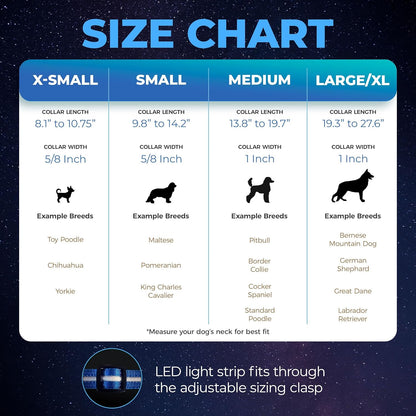 Light up Dog Collar - the Original LED Dog Collar - USB Rechargeable - Waterproof - 1,000 Feet of Visibility - Dog Collar Light for Small, Medium, Large Dogs - USA Brand