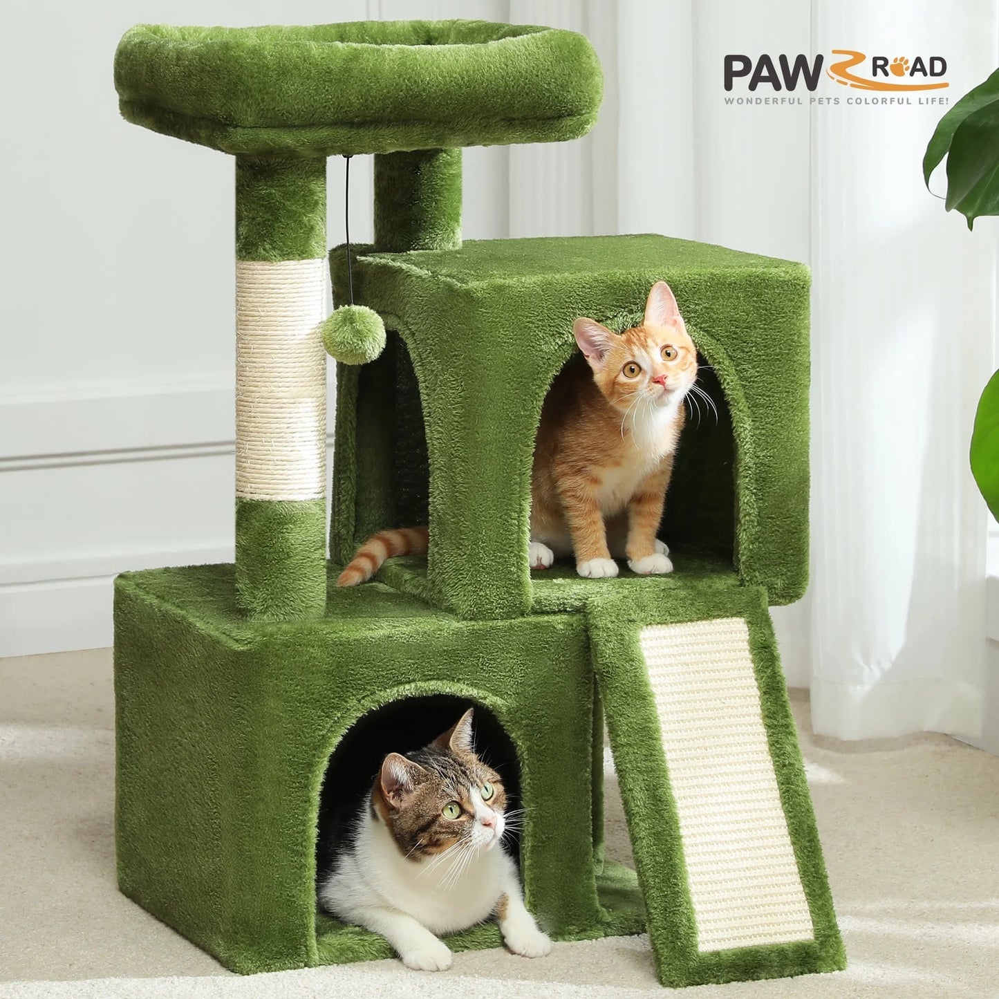 30" Cat Tree Condo with Sisal Scratcing Post Tower Ramp for Indoor Catss, Gray