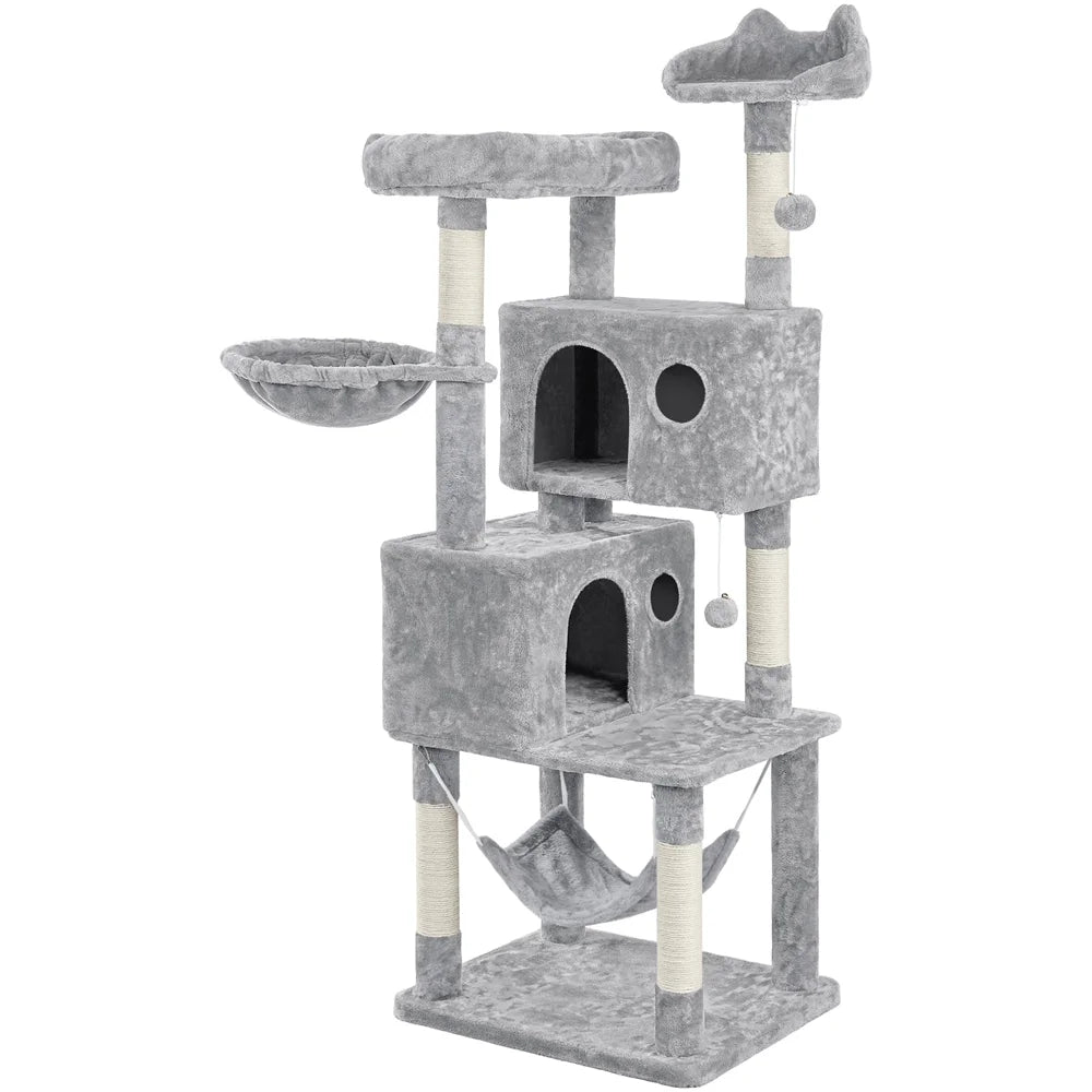 73"H Multi-Level Cat Tree Tower with Condos and Perches, Dark Gray