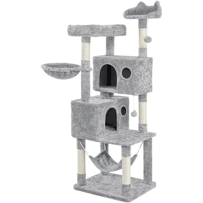 73"H Multi-Level Cat Tree Tower with Condos and Perches, Dark Gray