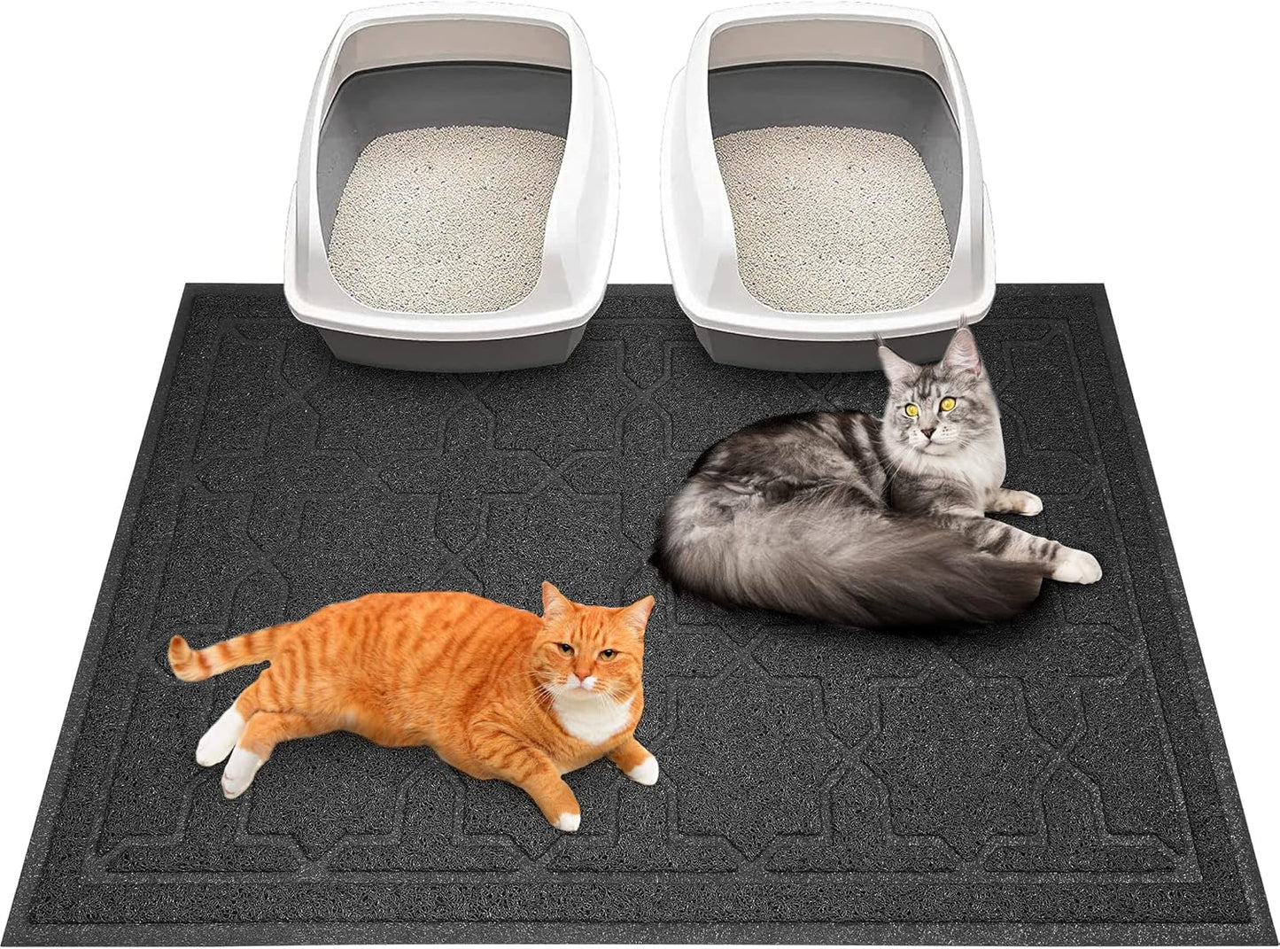 Cat Litter Mat, 35.4"X23.6" Litter Box Mat with Litter Lock Mesh, Soft Cat Litter Mat Litter Trapping Mat, Easy to Clean, Non-Slip, Water Resistant, Litter Free Floors, Dark Grey