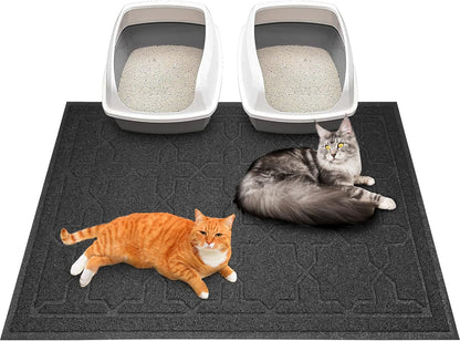 Cat Litter Mat, 35.4"X23.6" Litter Box Mat with Litter Lock Mesh, Soft Cat Litter Mat Litter Trapping Mat, Easy to Clean, Non-Slip, Water Resistant, Litter Free Floors, Dark Grey
