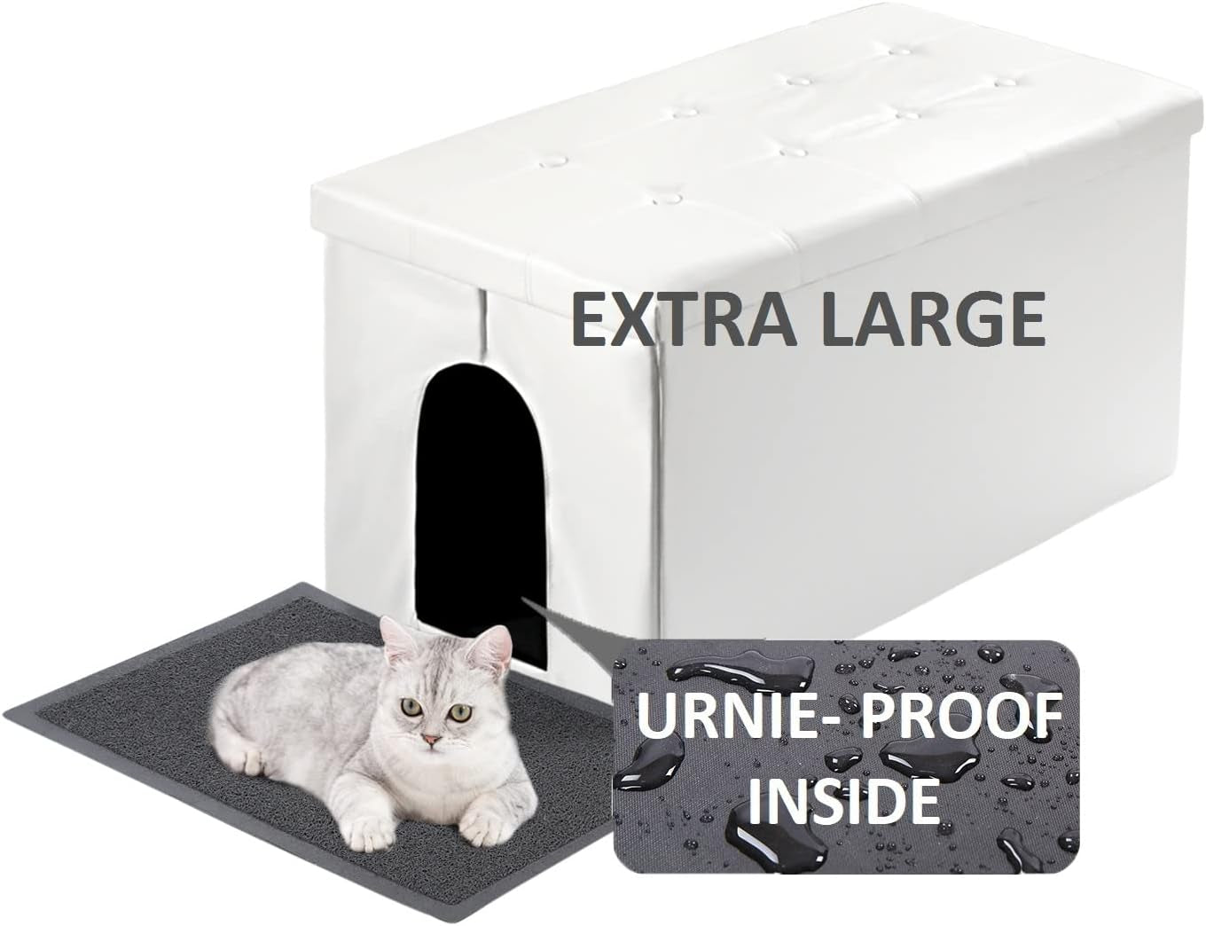 Cat Litter Box Enclosure Furniture Hidden, Cat Washroom Bench Storage Cabinet | Extra Large 35.4'' X 19.7'' X 19.7''| Dog Proof | Waterproof Inside/Easy Clean | Easy Assembly | Odor Control