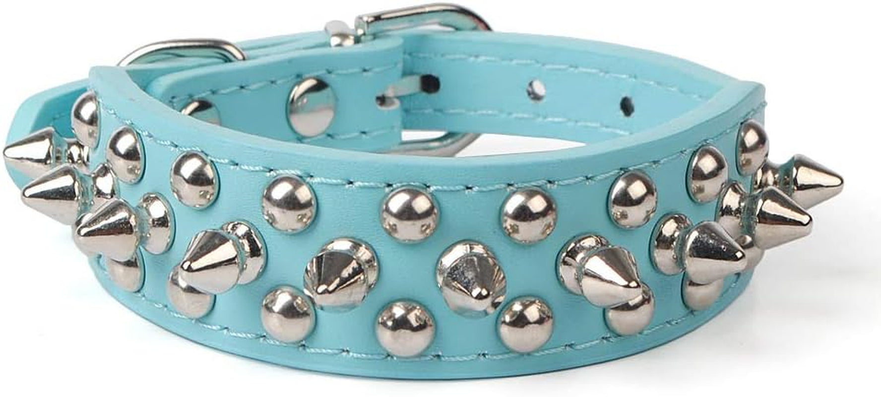 Mushrooms Spiked Rivet Studded Adjustable Pu Leather Pet Collars for Cats Puppy Dogs