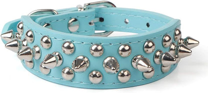 Mushrooms Spiked Rivet Studded Adjustable Pu Leather Pet Collars for Cats Puppy Dogs