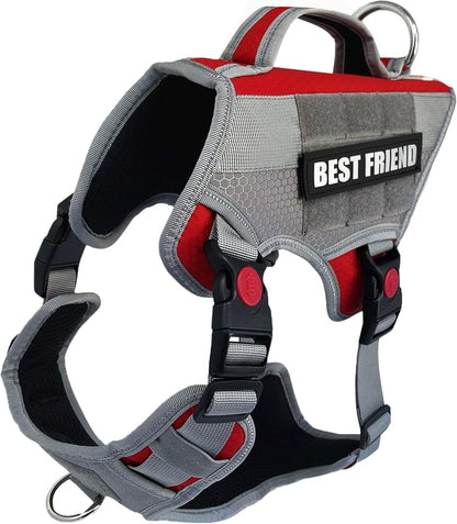 Tactical Working Dog Vest Harness - No-Pull Service Dog Jacket with Reflective Hook & Loop Patches - Padded Handle, Buckles with Quick Release Buttons, Adjustable Straps - Blue, Small