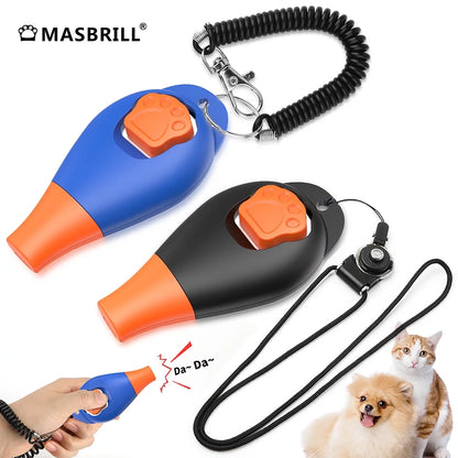 Dog Clickers for Training and Whistle 2 in 1 with Wrist Strap - Dog Training Clickers Puppy Training Clicker for Cats Birds Horses 2Pcs